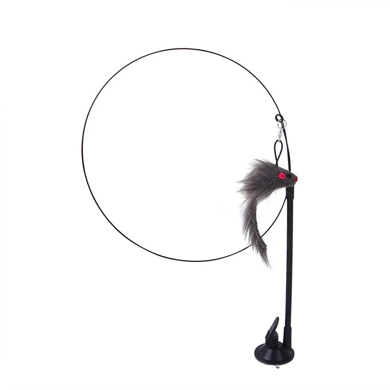 Cat Toys Simulation Bird Interactive Sucker Feather Bird with Bell Cat Stick Toy for Kitten Playing Teaser Wand Toy Cat Supplies
