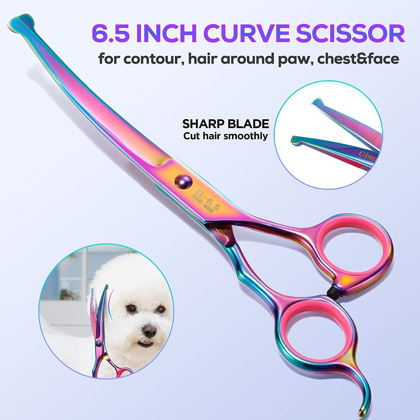 Professional 6-in-1 Grooming Scissors for Dogs and Cats - Heavy Duty Titanium Coated Stainless Steel with Safety Round Tip