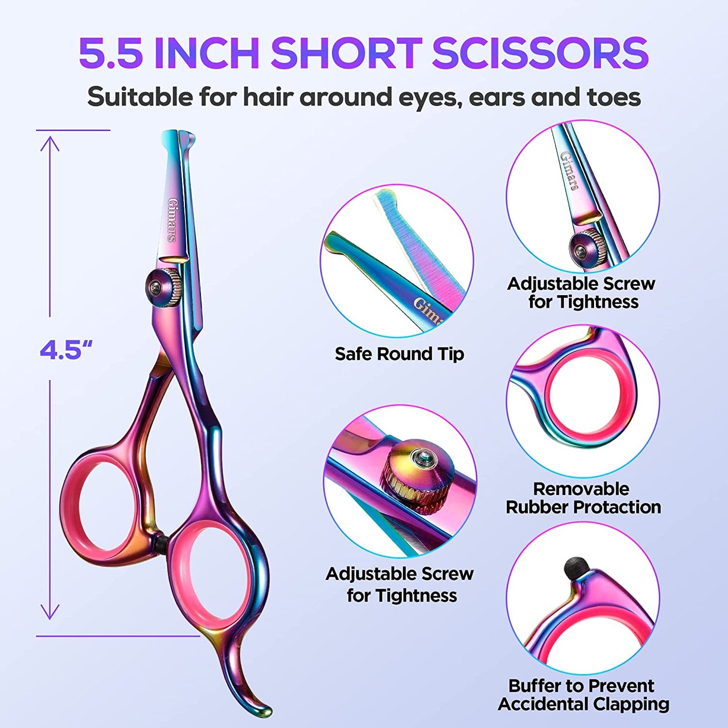 Professional 6-in-1 Grooming Scissors for Dogs and Cats - Heavy Duty Titanium Coated Stainless Steel with Safety Round Tip
