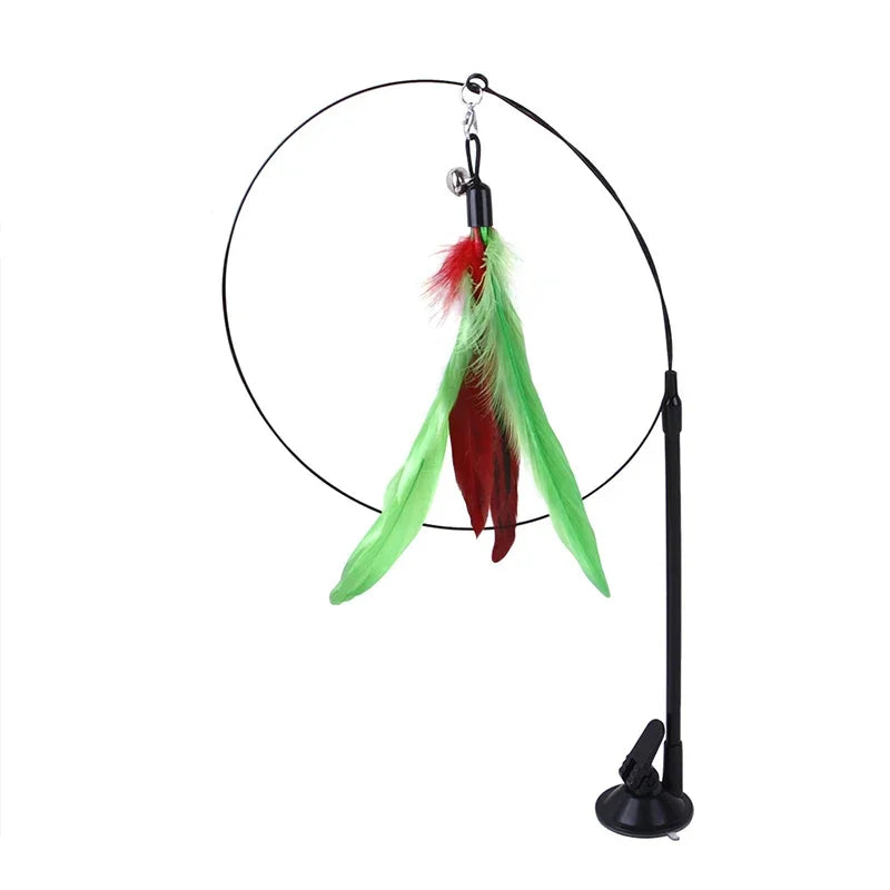 Cat Toys Simulation Bird Interactive Sucker Feather Bird with Bell Cat Stick Toy for Kitten Playing Teaser Wand Toy Cat Supplies