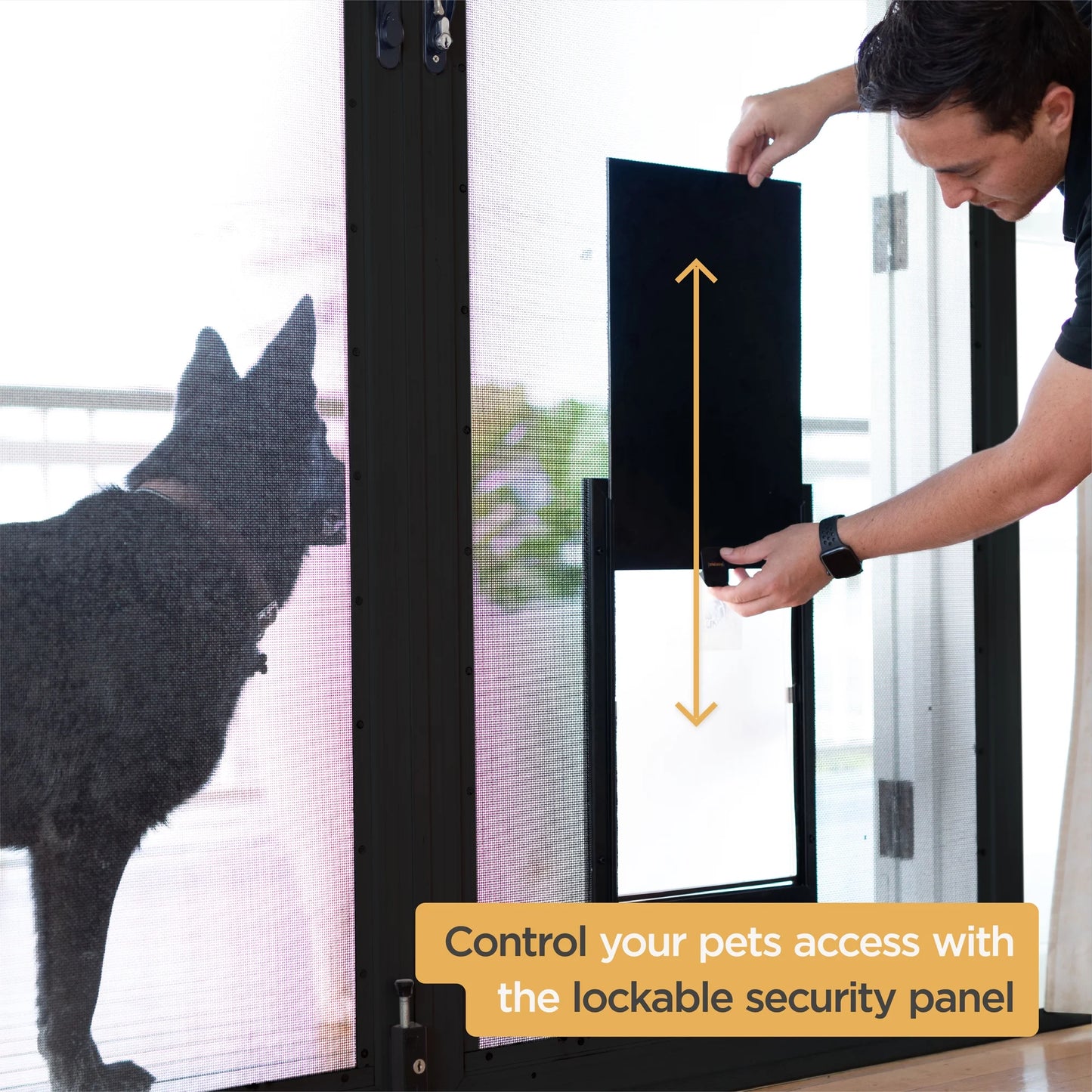 Deluxe Black Aluminum Medium Pet Door for Pets Weighing Up to 42 Pounds