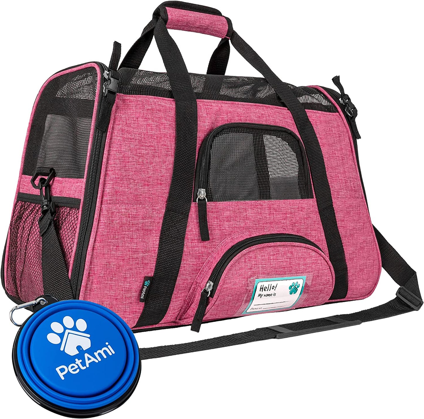 Airline-Approved Soft-Sided Pet Carrier for Cats and Small Dogs, Ventilated Travel Bag for Medium to Large Kittens and Puppies, Large Heather Pink