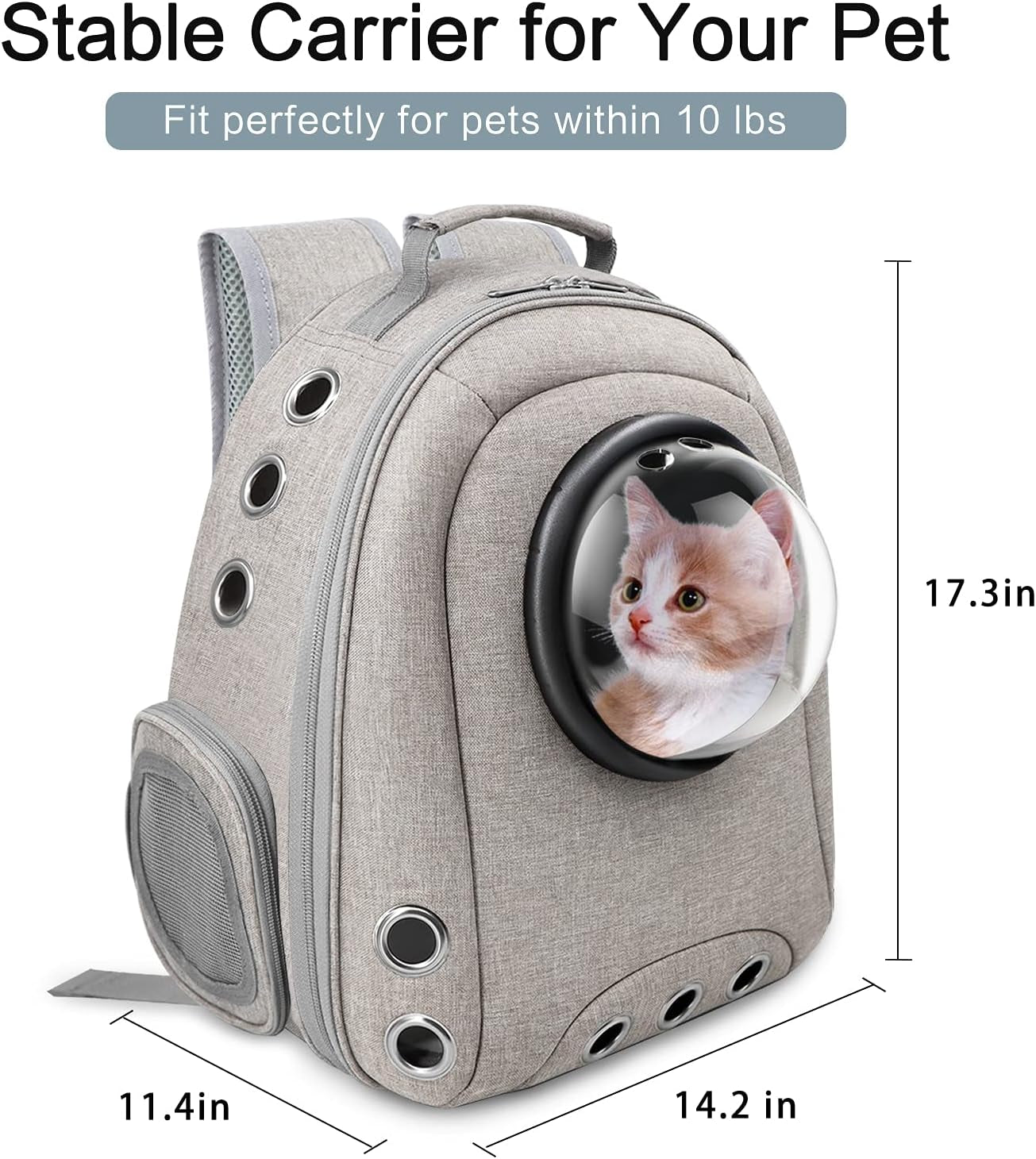 Cat Backpack Carrier Bubble, Small Dog Backpack Carrier for Small Dogs, Space Capsule Pet Carrier Dog Hiking Backpack Travel Carrier-Gray