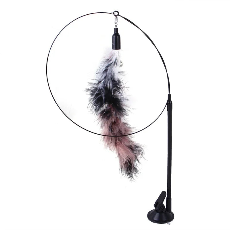 Cat Toys Simulation Bird Interactive Sucker Feather Bird with Bell Cat Stick Toy for Kitten Playing Teaser Wand Toy Cat Supplies