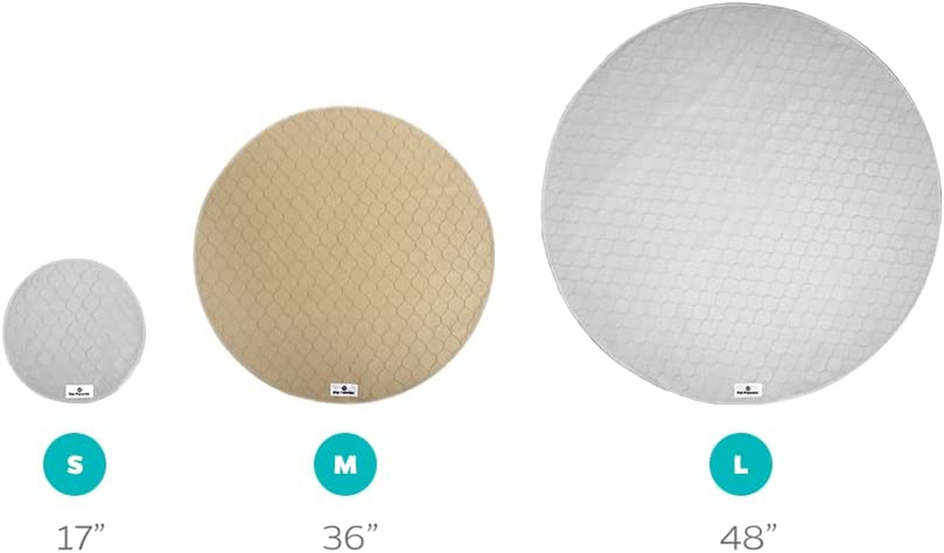Pawtect® Washable Dog Pee Pads - Premium Waterproof and Reusable 48" Round Whelping Pads (Tan/Grey, 2 Pack)