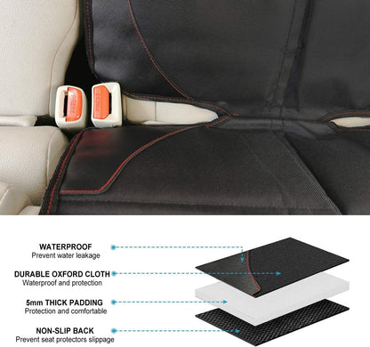 Car Seat Protector for Children, Infants, and Pets - Single Pack with Thick Padding - Waterproof Universal Fit with Mesh Storage Pockets (Black)