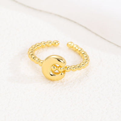 18K Gold Glossy Brass Balloon 26 PCs Letters Ring Fashion Jewelry