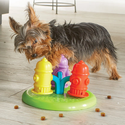 Brightkins Spinning Hydrants Dog Toy Treat Puzzle for Interactive Enrichment Training & Puppy Birthdays