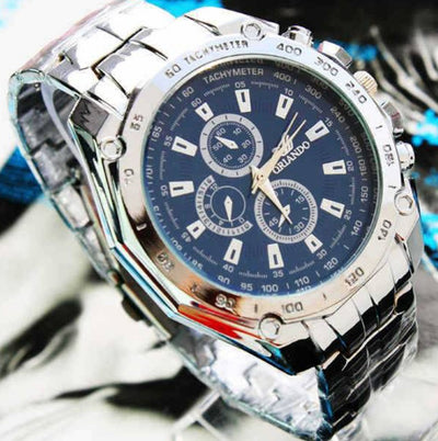 Luxury Silver Stainless Steel Men's Sport Watch