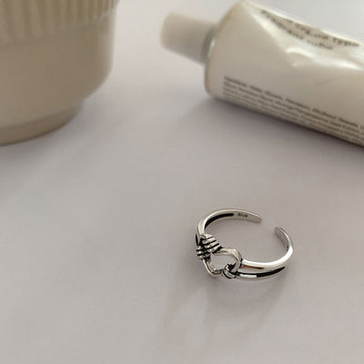 Open S925 Silver Love Hollow Out Ring