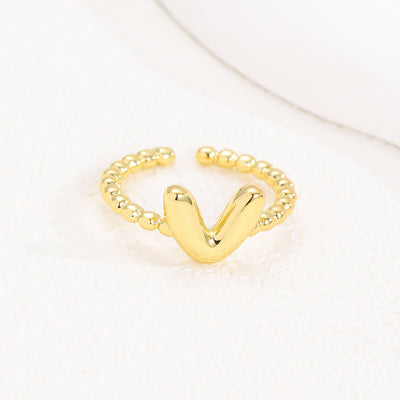 18K Gold Glossy Brass Balloon 26 PCs Letters Ring Fashion Jewelry