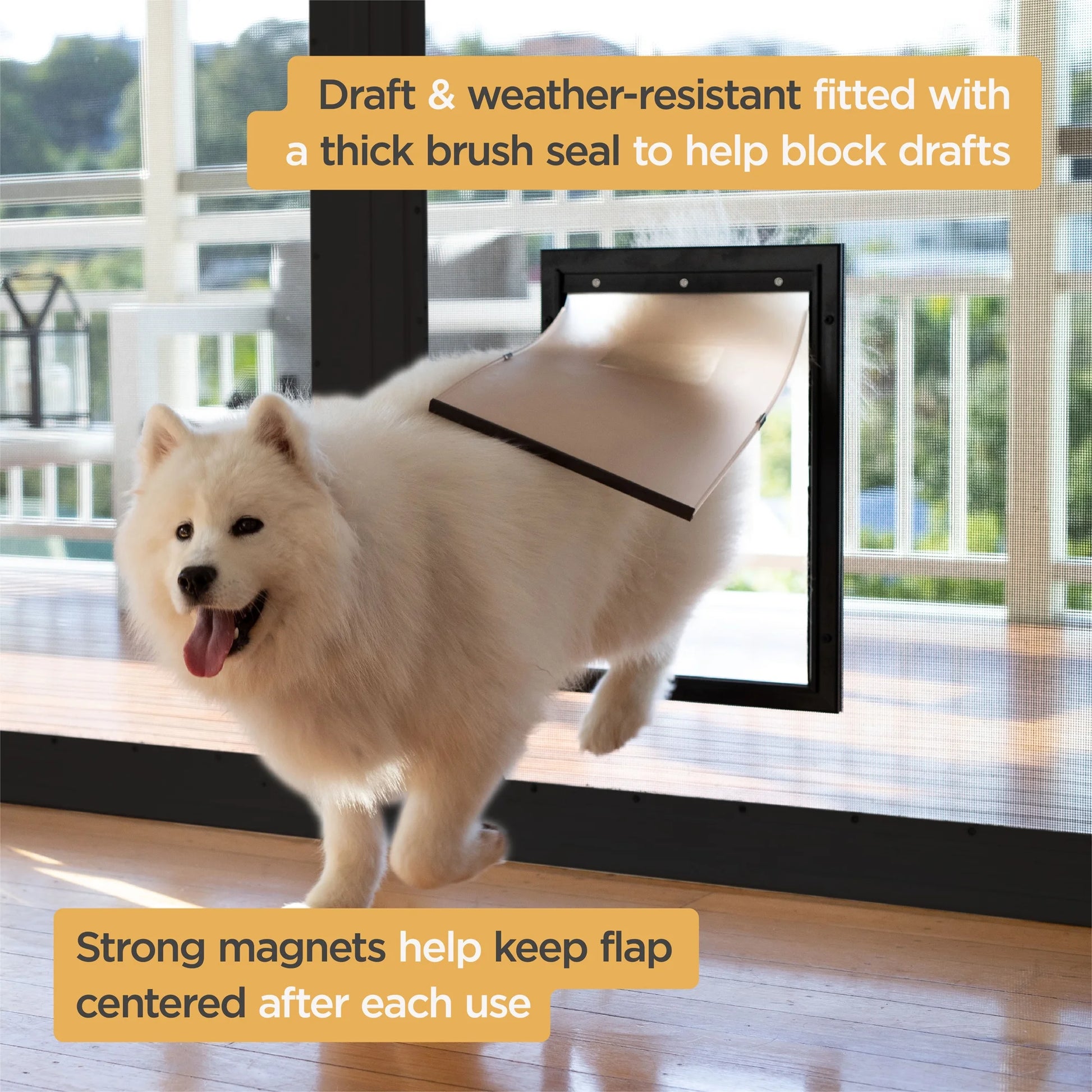 Deluxe Black Aluminum Medium Pet Door for Pets Weighing Up to 42 Pounds