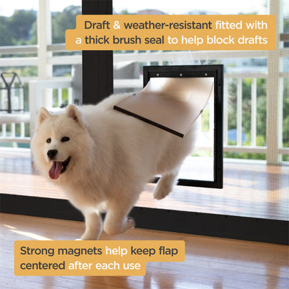 Deluxe Black Aluminum Medium Pet Door for Pets Weighing Up to 42 Pounds