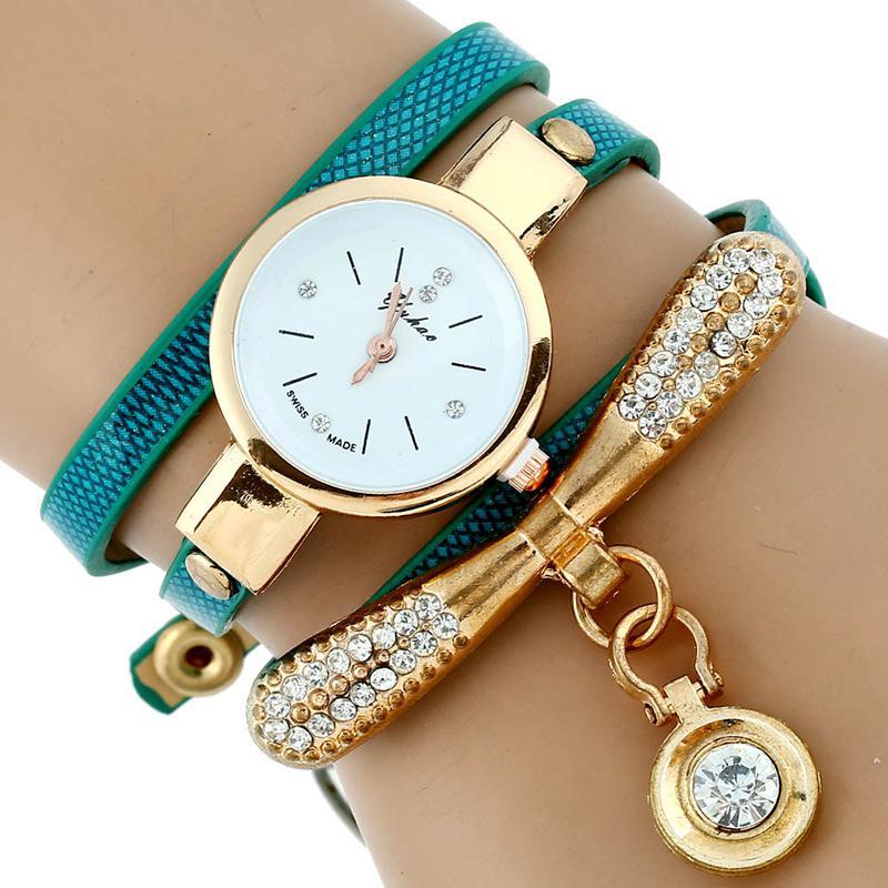 Gnova Platinum Luxury Rhinestone Gold Bracelet Watch for Women