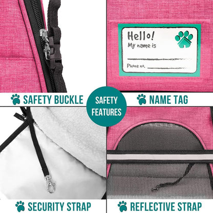 Airline-Approved Soft-Sided Pet Carrier for Cats and Small Dogs, Ventilated Travel Bag for Medium to Large Kittens and Puppies, Large Heather Pink