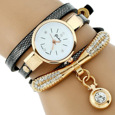 Gnova Platinum Luxury Rhinestone Gold Bracelet Watch for Women