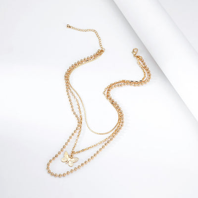 Multi-layer Alloy Bead Chain Flat Chain Unisex Necklace For Men And Women