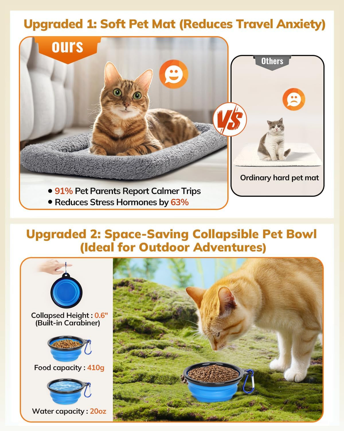 Soft-Sided Cat Carrier for Large and Medium Pets up to 18 lbs - Airline Approved with Safety Zippers and Foldable Bowl - Dark Gray