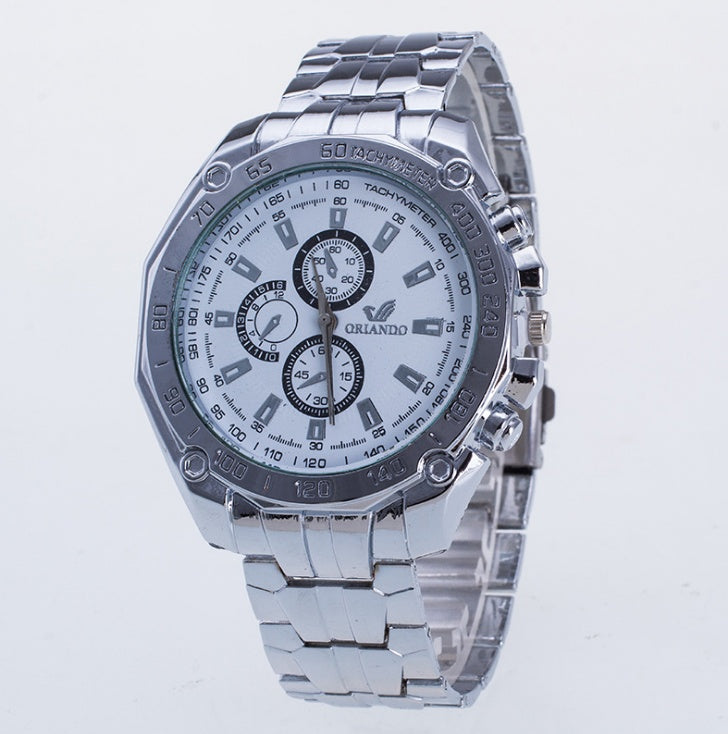 Luxury Silver Stainless Steel Men's Sport Watch