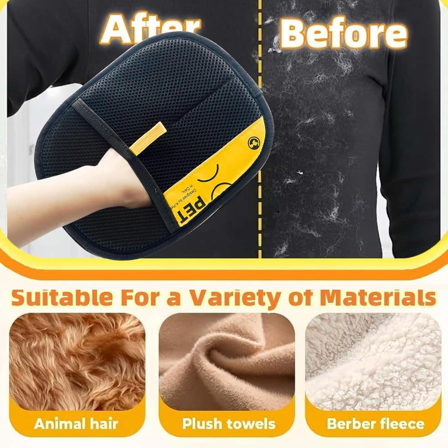 Pet Hair Removal Glove for Cats & Dogs,Pet Hair Remover Electrostatic Gloves,Efficient Pet Grooming Gloves with Hair Comb,Reusable Cat & Dog Hair Remover for Couch, Furniture, Carpet, Curtain(2Pc)