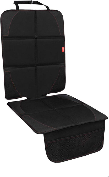 Car Seat Protector for Children, Infants, and Pets - Single Pack with Thick Padding - Waterproof Universal Fit with Mesh Storage Pockets (Black)