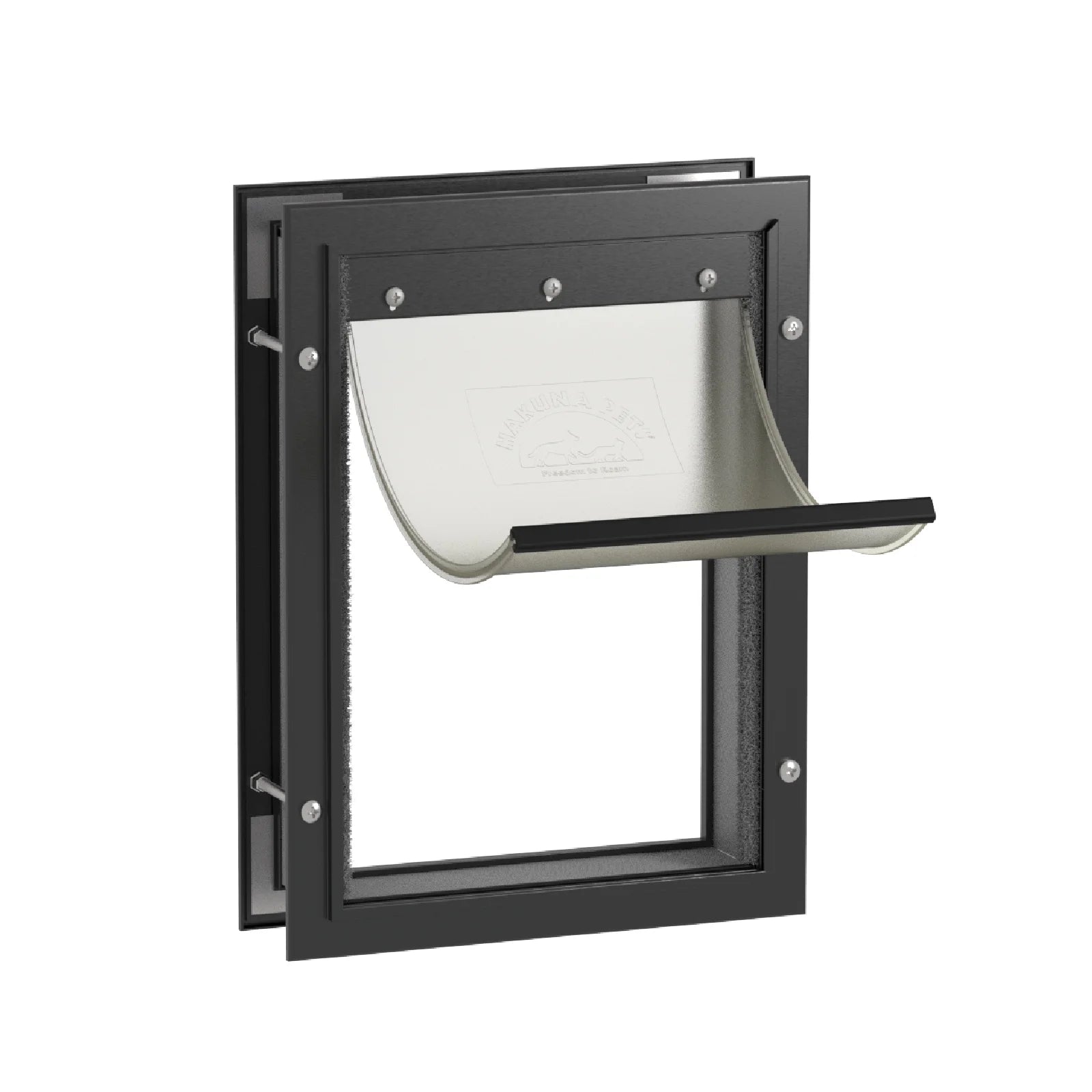 Deluxe Black Aluminum Medium Pet Door for Pets Weighing Up to 42 Pounds