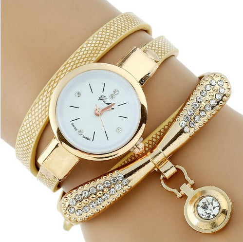 Gnova Platinum Luxury Rhinestone Gold Bracelet Watch for Women