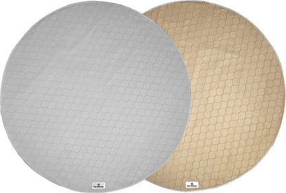 Pawtect® Washable Dog Pee Pads - Premium Waterproof and Reusable 48" Round Whelping Pads (Tan/Grey, 2 Pack)