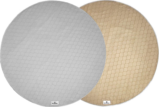 Pawtect® Washable Dog Pee Pads - Premium Waterproof and Reusable 48" Round Whelping Pads (Tan/Grey, 2 Pack)