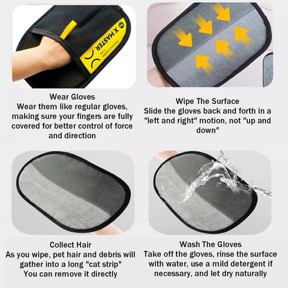 Pet Hair Removal Glove for Cats & Dogs,Pet Hair Remover Electrostatic Gloves,Efficient Pet Grooming Gloves with Hair Comb,Reusable Cat & Dog Hair Remover for Couch, Furniture, Carpet, Curtain(2Pc)