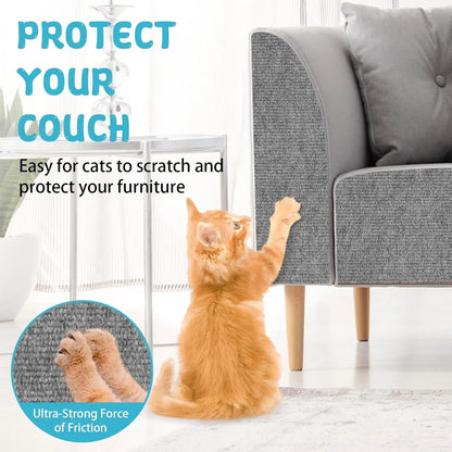Trimmable Self-Adhesive Cat Scratching Mat and Sofa Protector - Versatile Scratch Board for Cats