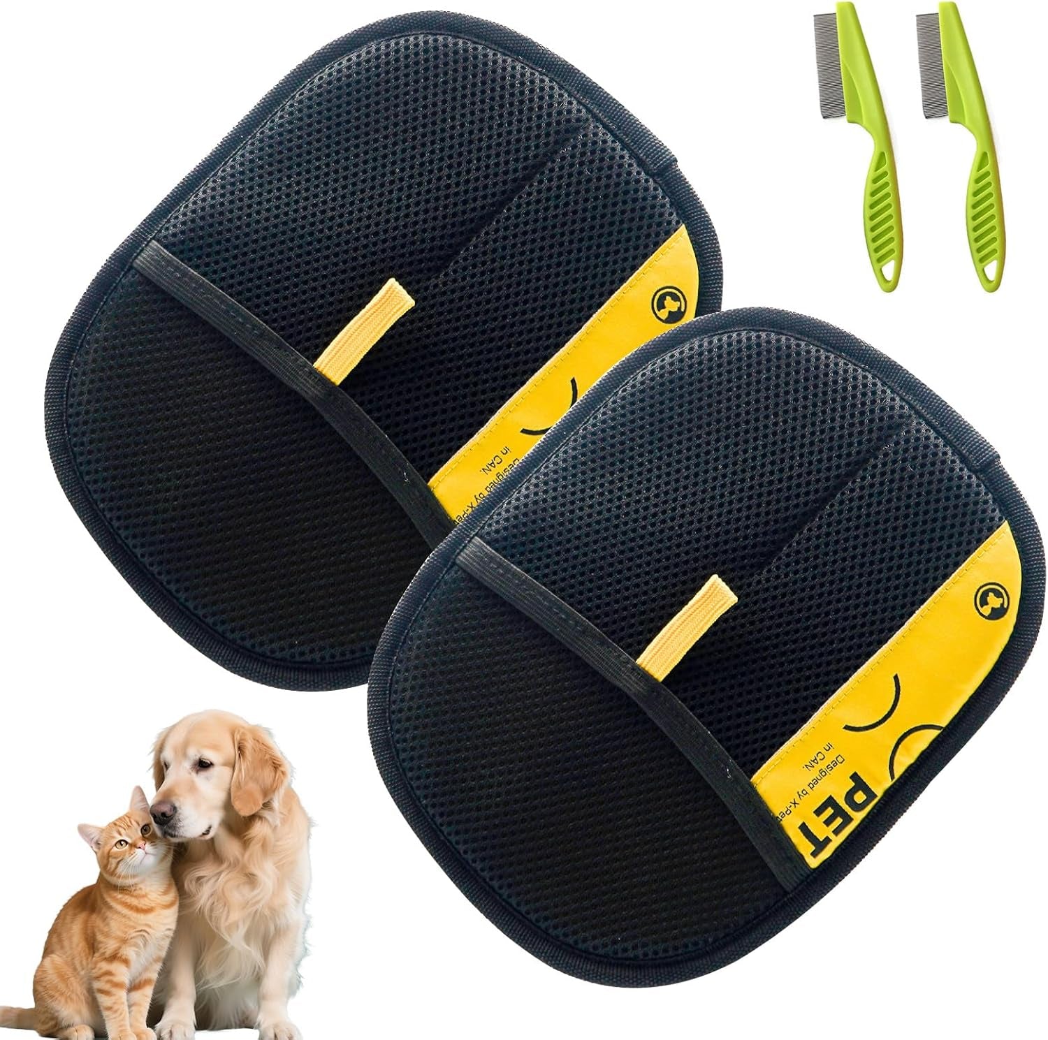 Pet Hair Removal Glove for Cats & Dogs,Pet Hair Remover Electrostatic Gloves,Efficient Pet Grooming Gloves with Hair Comb,Reusable Cat & Dog Hair Remover for Couch, Furniture, Carpet, Curtain(2Pc)