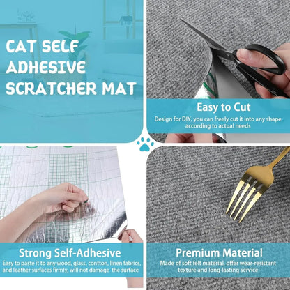 Trimmable Self-Adhesive Cat Scratching Mat and Sofa Protector - Versatile Scratch Board for Cats