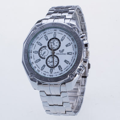 Luxury Silver Stainless Steel Men's Sport Watch