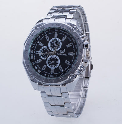 Luxury Silver Stainless Steel Men's Sport Watch