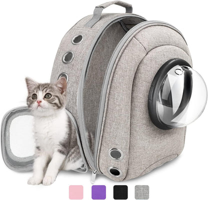 Cat Backpack Carrier Bubble, Small Dog Backpack Carrier for Small Dogs, Space Capsule Pet Carrier Dog Hiking Backpack Travel Carrier-Gray