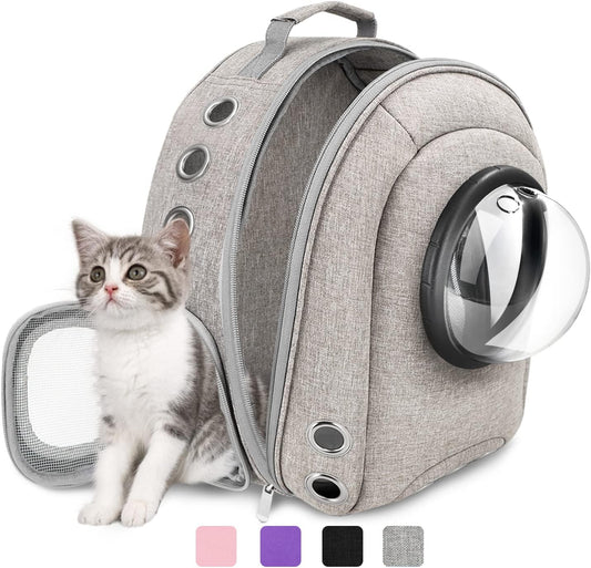 Cat Backpack Carrier Bubble, Small Dog Backpack Carrier for Small Dogs, Space Capsule Pet Carrier Dog Hiking Backpack Travel Carrier-Gray