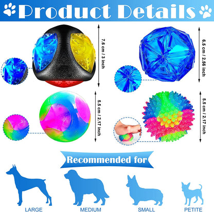 4 Pieces Light up Dog Ball Spiny Light up Dog Ball Flashing LED Dog Ball for Dog