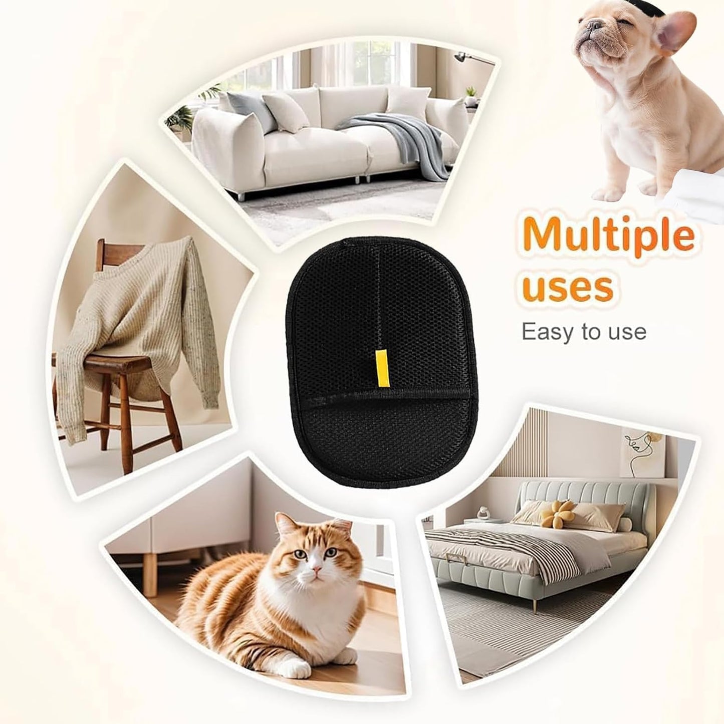 Pet Hair Removal Glove for Cats & Dogs,Pet Hair Remover Electrostatic Gloves,Efficient Pet Grooming Gloves with Hair Comb,Reusable Cat & Dog Hair Remover for Couch, Furniture, Carpet, Curtain(2Pc)