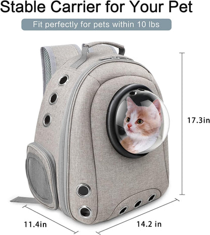 Cat Backpack Carrier Bubble, Small Dog Backpack Carrier for Small Dogs, Space Capsule Pet Carrier Dog Hiking Backpack Travel Carrier-Gray