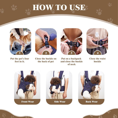 Transversal Dog Backpack Carrier, Pet Carrier Backpack, Dog Carriers for Small Medium Dogs, Cat Backpack Carrier, Legs Out Front Cat Travel Bag, National Pet Day