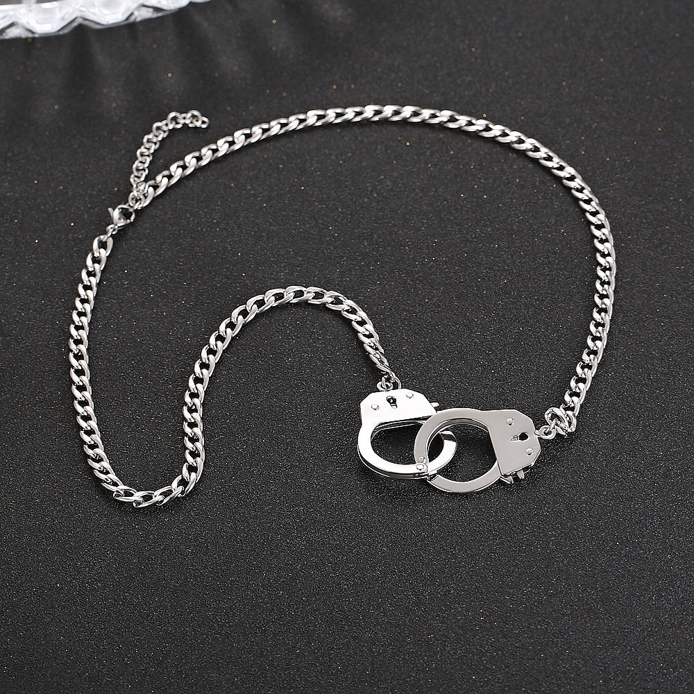 Hipster Titanium Steel Handcuff Necklace